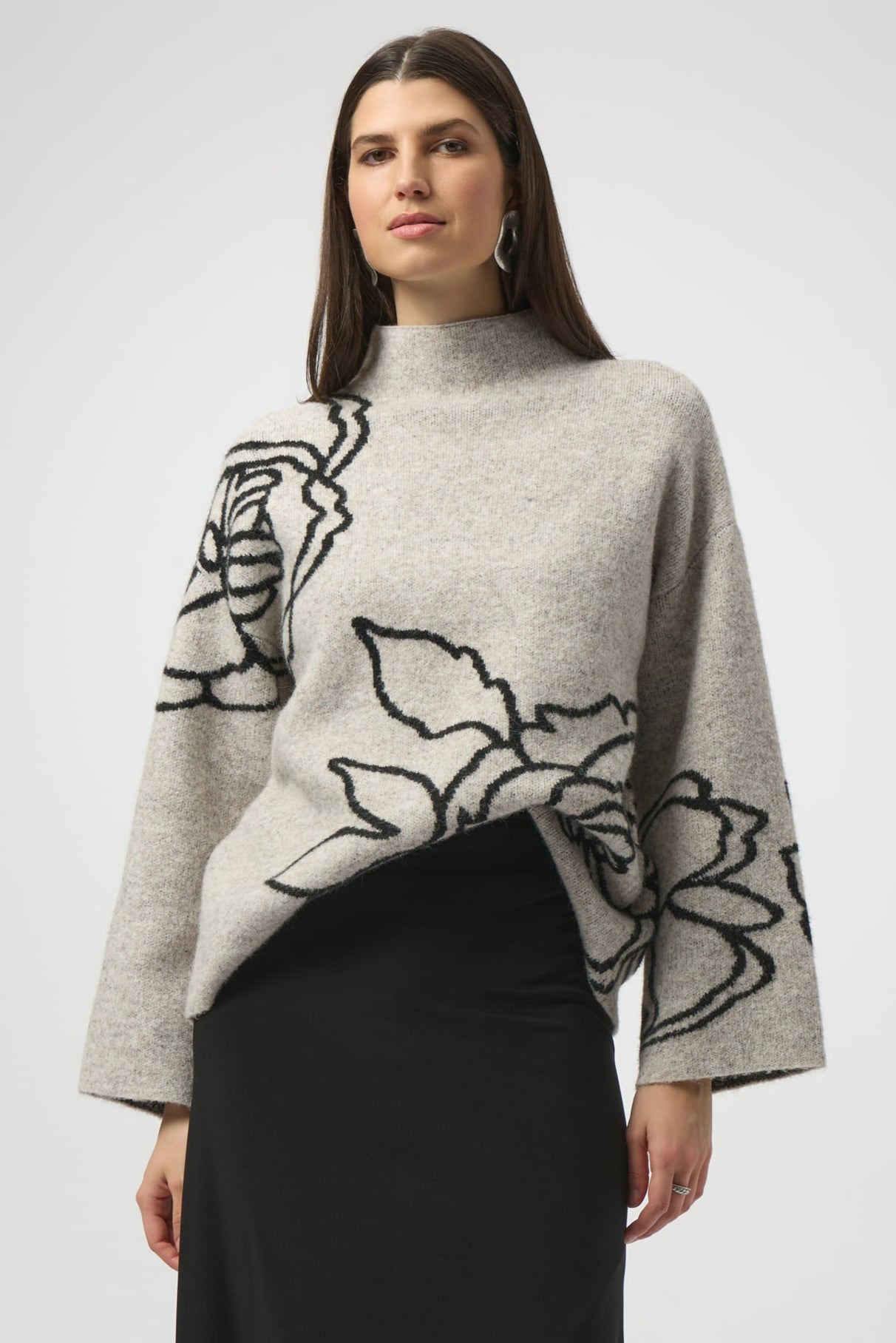 Sweater Knit Floral Print Pullover Joseph Ribkoff