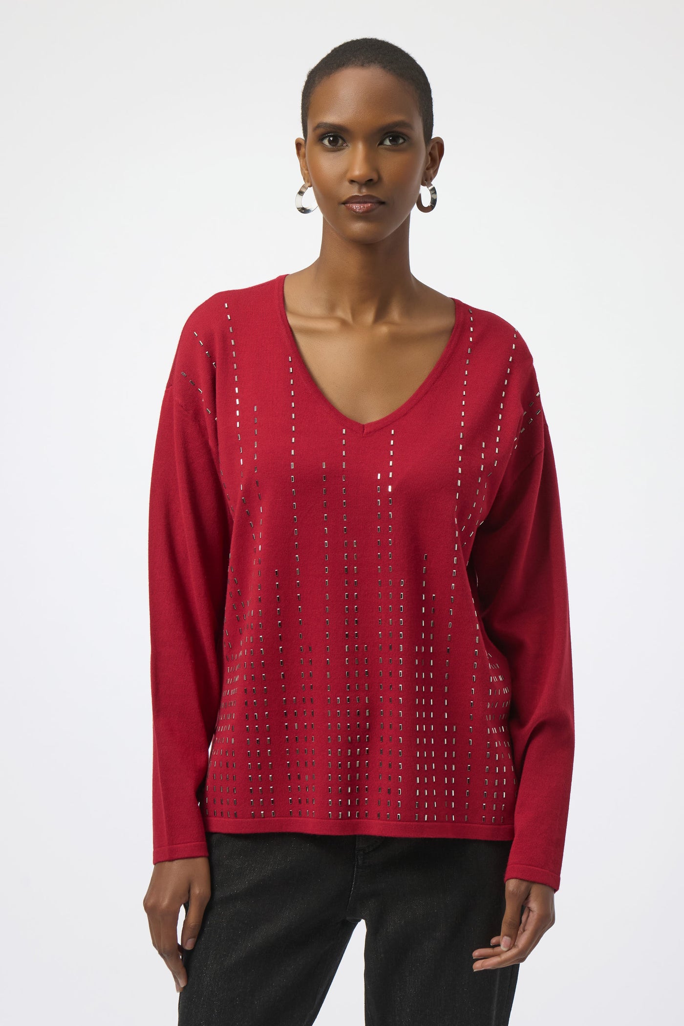 Sweater Knit Pullover with Iron-On Detail Joseph Ribkoff