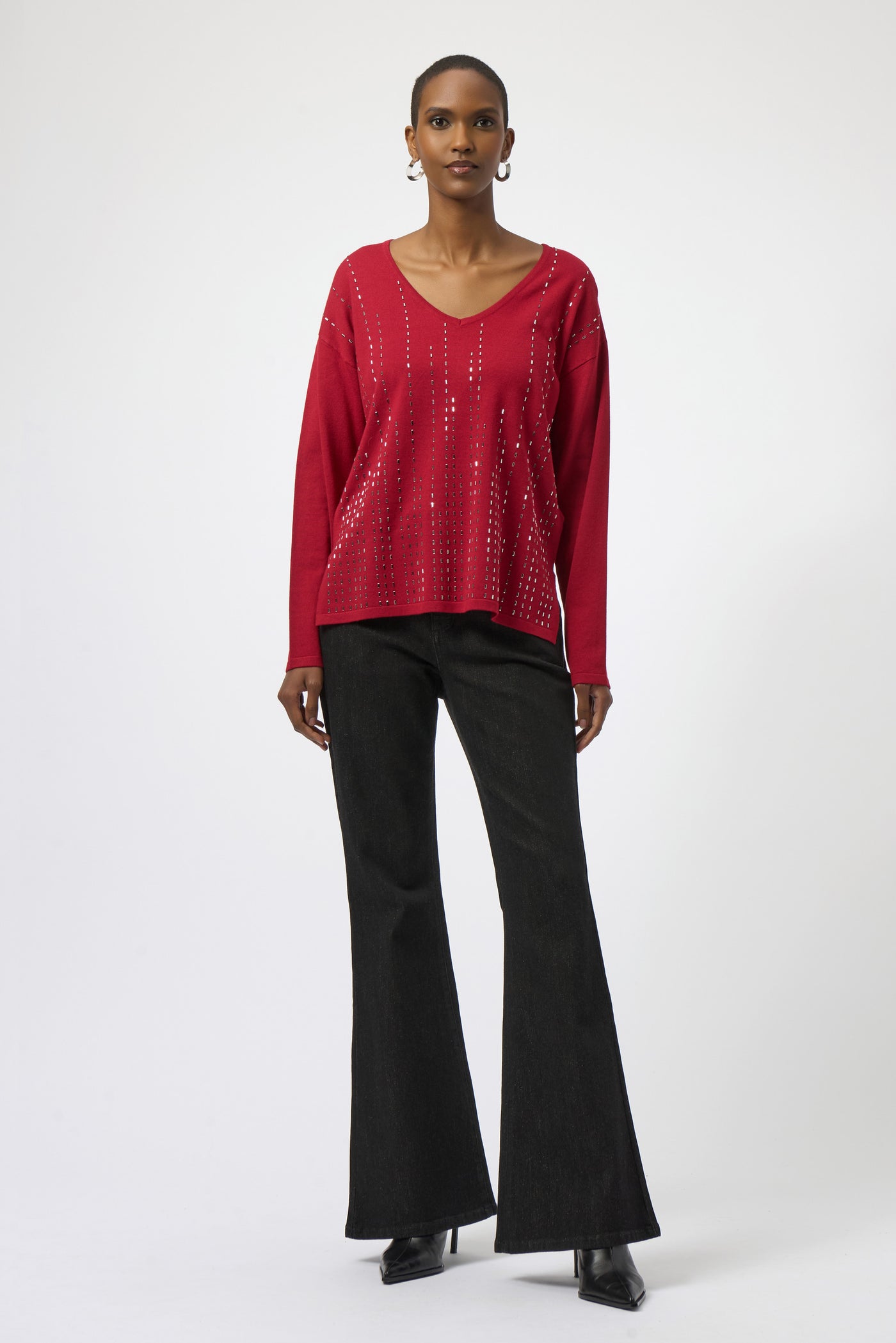 Sweater Knit Pullover with Iron-On Detail Joseph Ribkoff