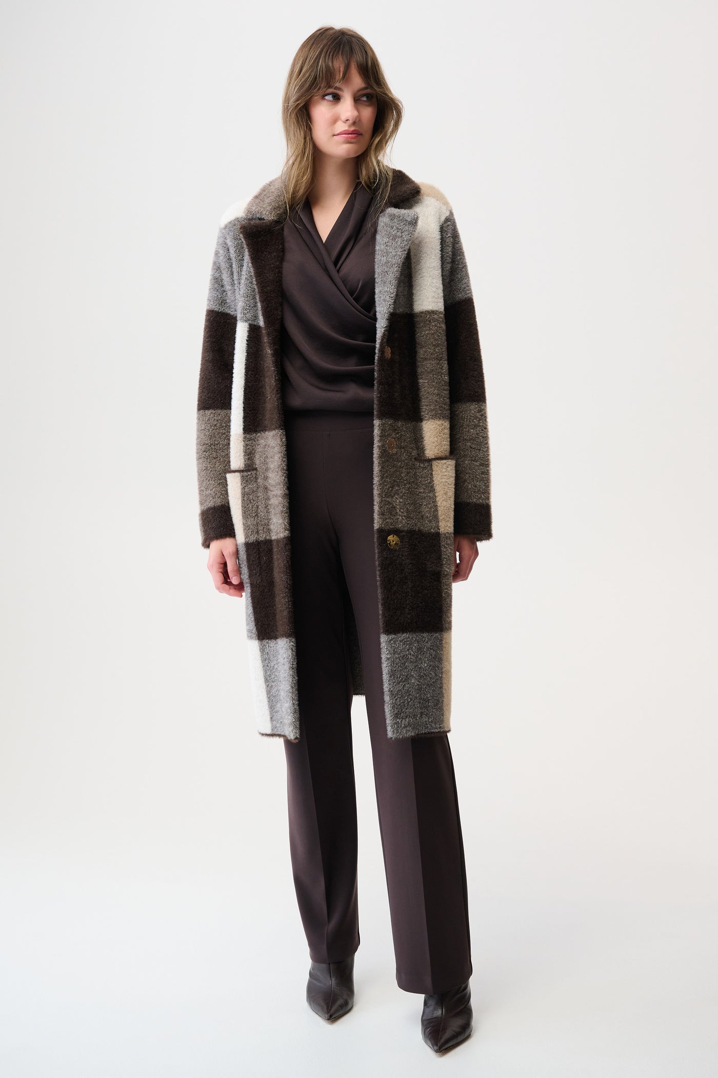 Feather Yarn Abstract Print Sweater Coat Joseph Ribkoff