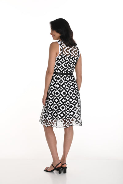 Bold Geometric Lace A-Line Dress Frank Lyman