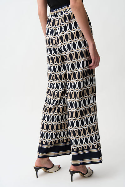 Woven Geometric Print Wide Leg Pull-On Pants Joseph Ribkoff