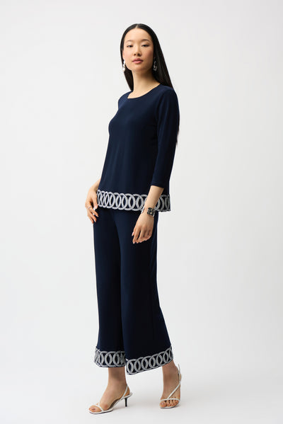 Silky Knit Fitted Top With Guipure Hem Detail Joseph Ribkoff