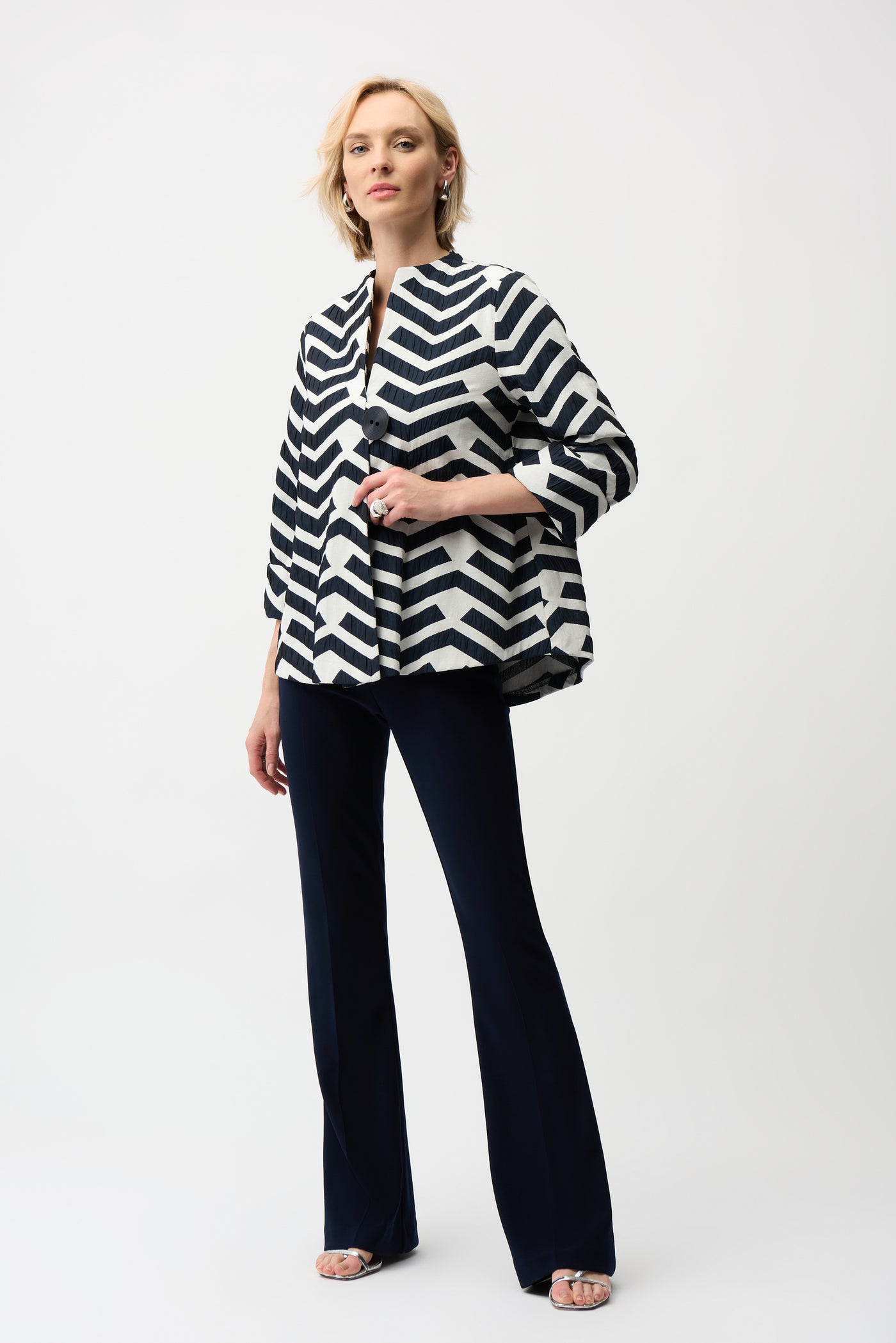 Geometric Jacquard Trapeze Jacket Joseph Ribkoff