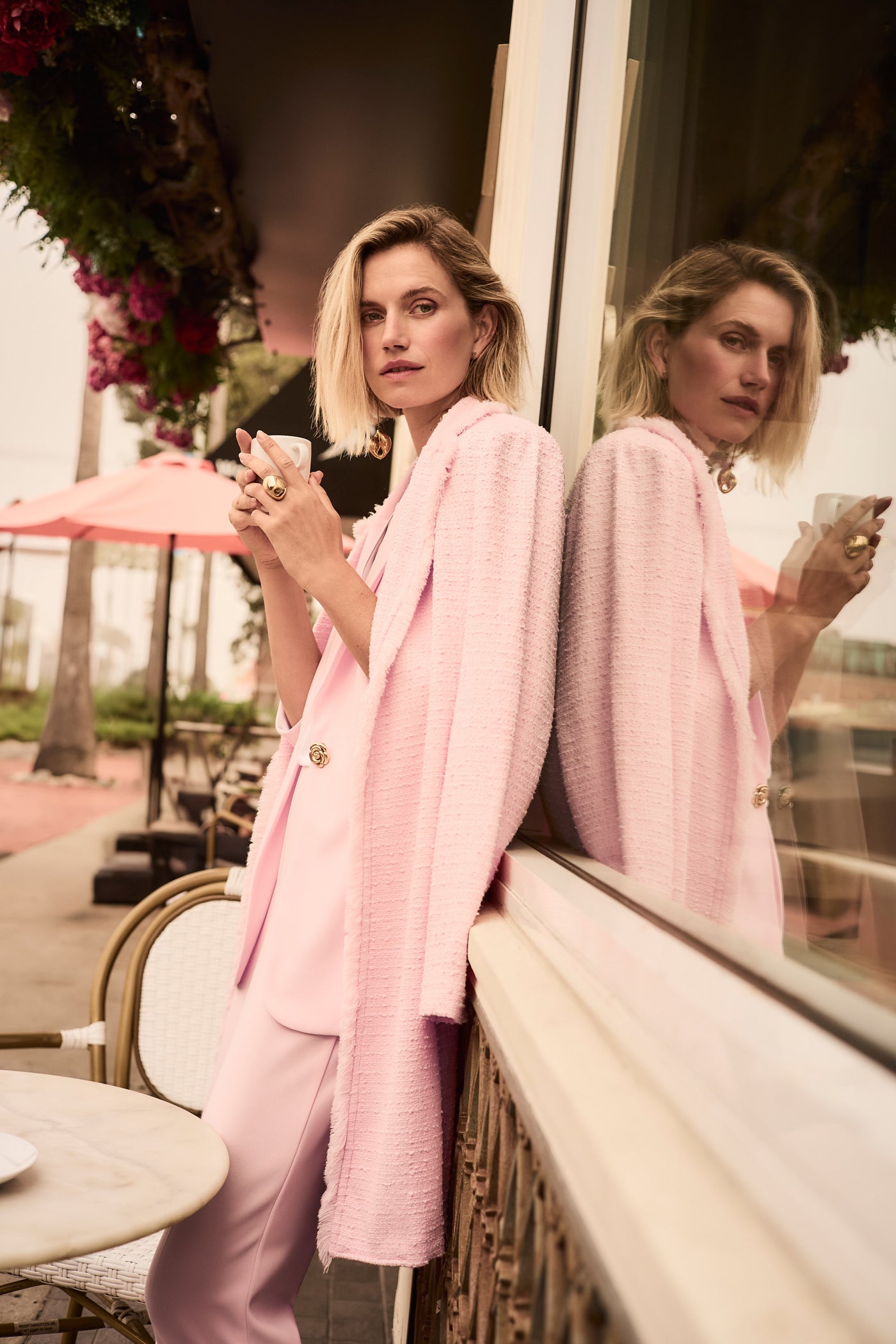 Bouclé Straight Coat With Fringe Detail Joseph Ribkoff