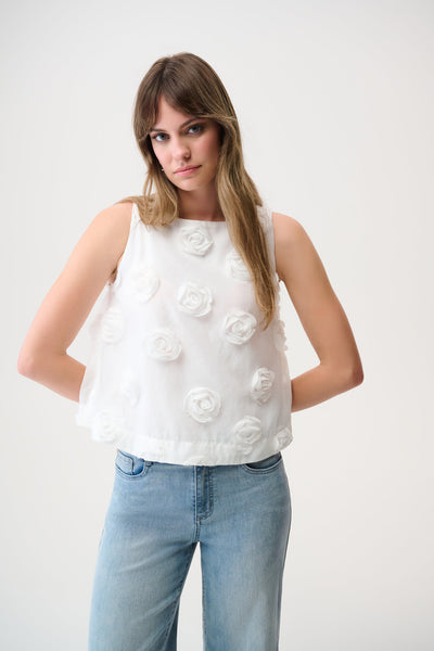 Novelty Sleeveless Top With 3D Floral Embroidery Joseph Ribkoff