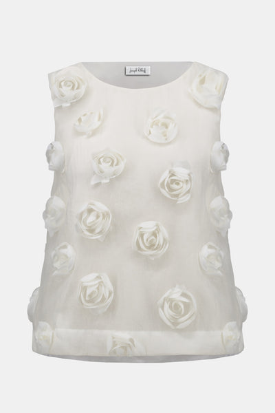 Novelty Sleeveless Top With 3D Floral Embroidery Joseph Ribkoff