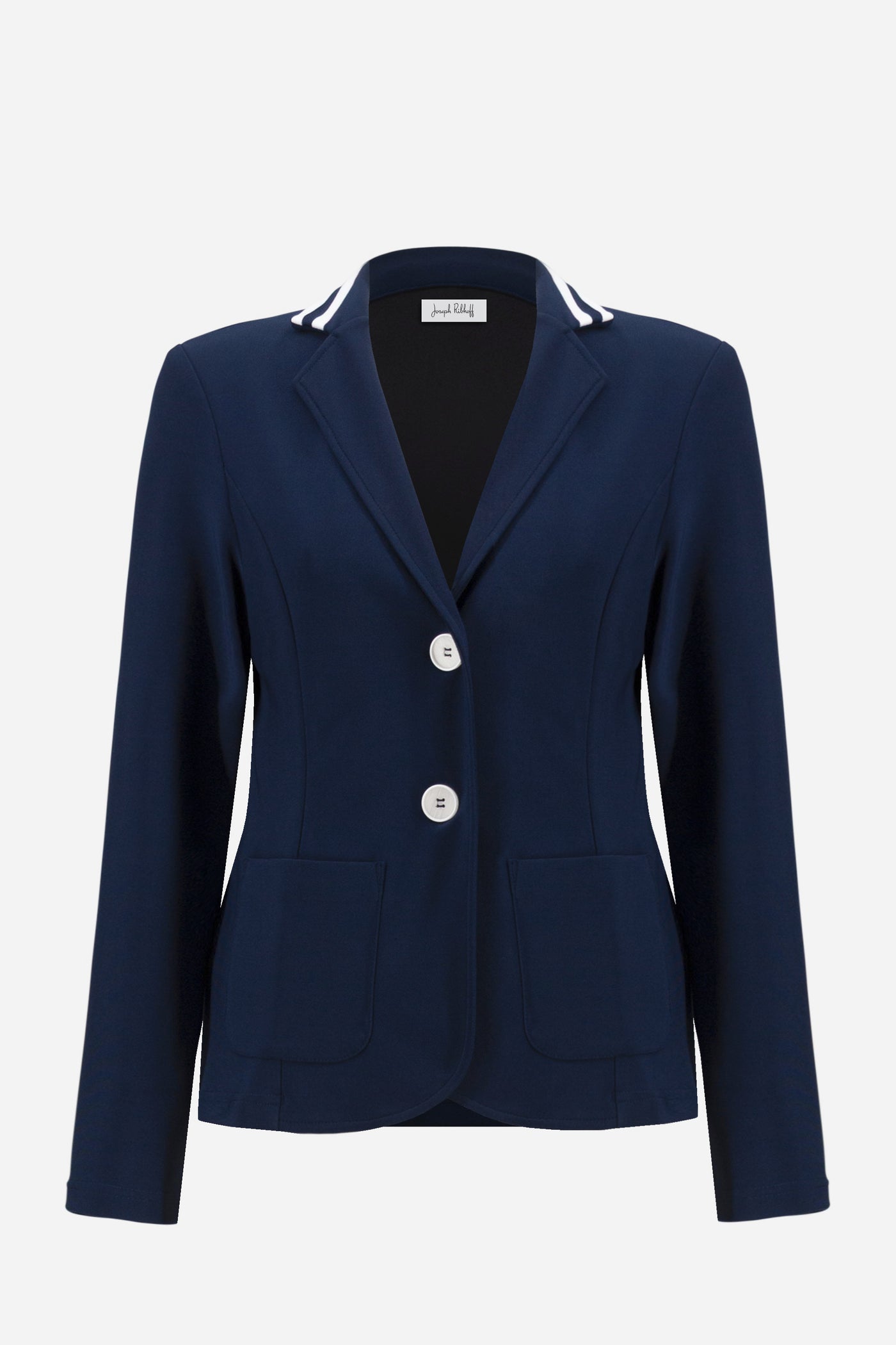 Silky Knit Fitted Blazer With Stripe Band Detail Joseph Ribkoff