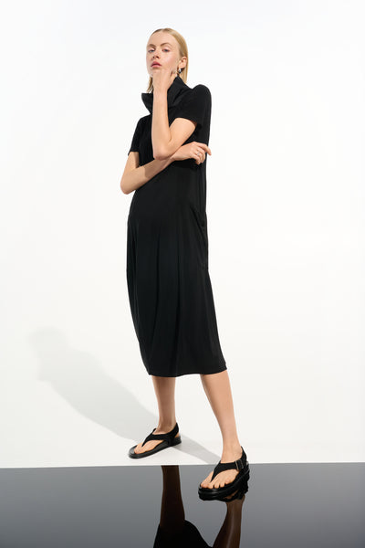Silky Knit Cocoon Dress With Memory Funnel Collar Joseph Ribkoff