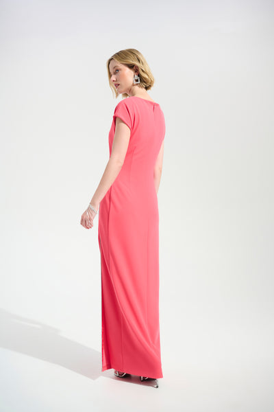 Signature | Scuba Crepe Sheath Gown With Rhinestones Piping Joseph Ribkoff