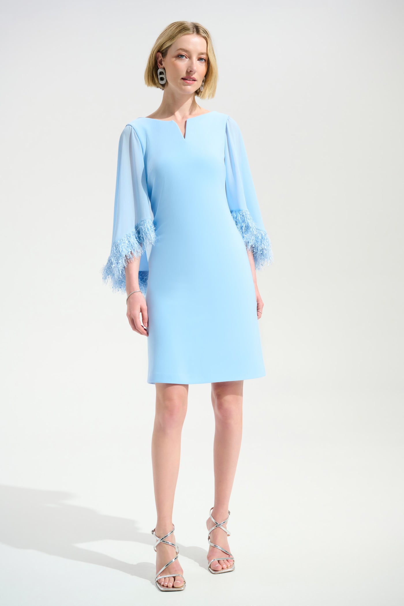 Silky Knit A-Line Dress With Chiffon Cape And Novelty Trim Joseph Ribkoff