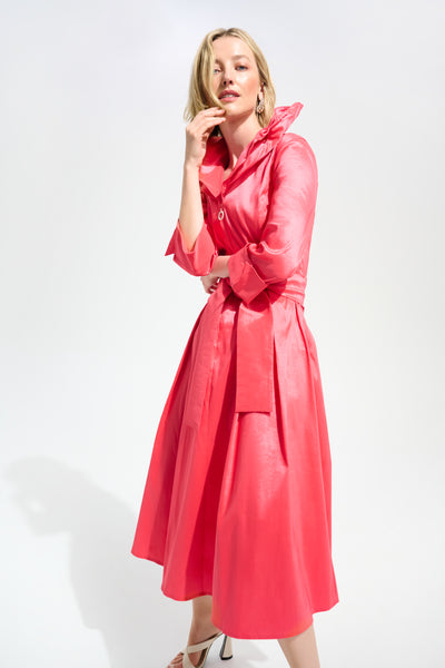 Stretch Taffeta Fit And Flare Dress With Lapel Collar Joseph Ribkoff