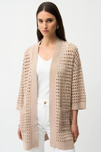 Cotton Blend Open Stitch Boxy Cardigan Joseph Ribkoff