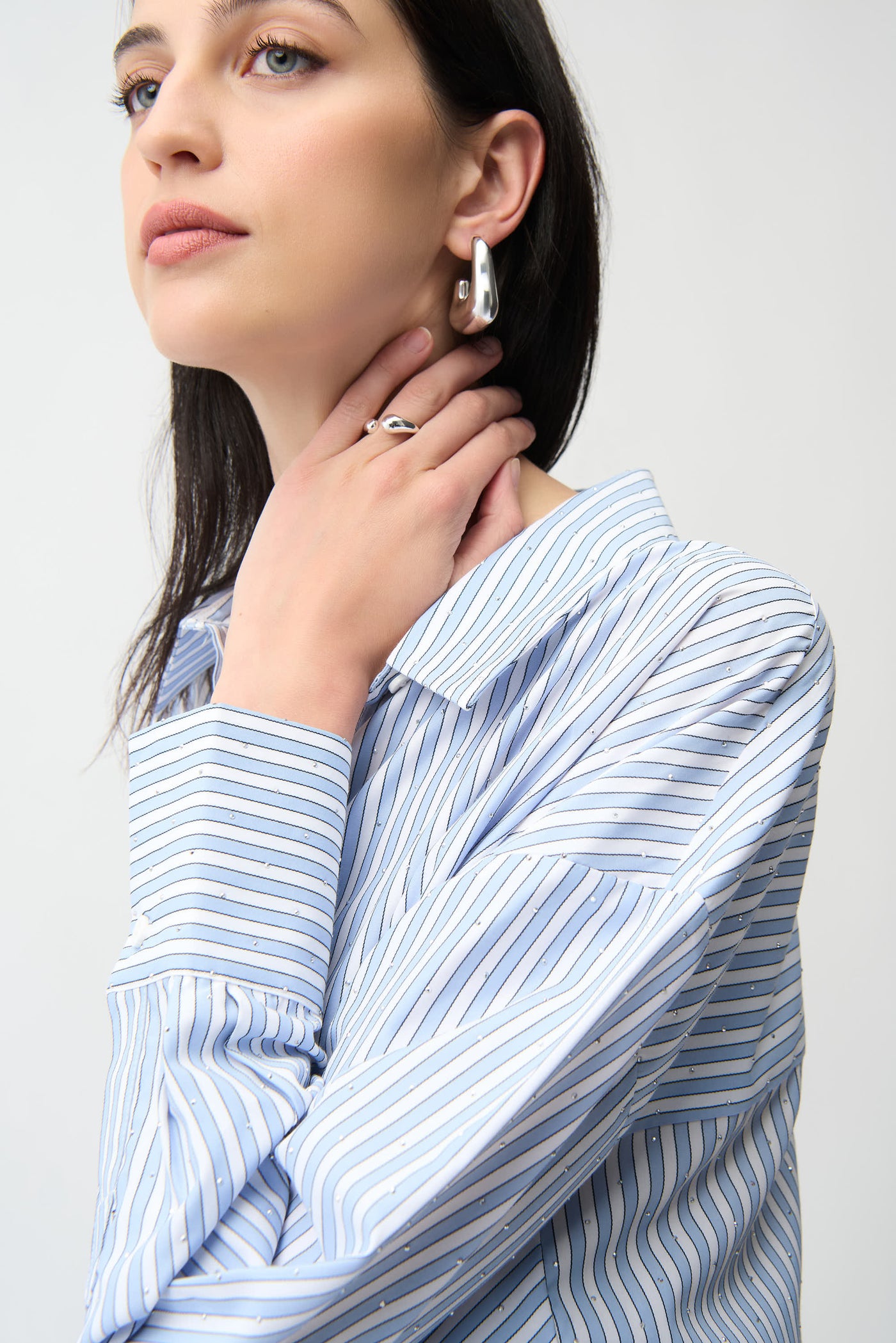 Tencel Stripe Print Boxy Blouse Joseph Ribkoff
