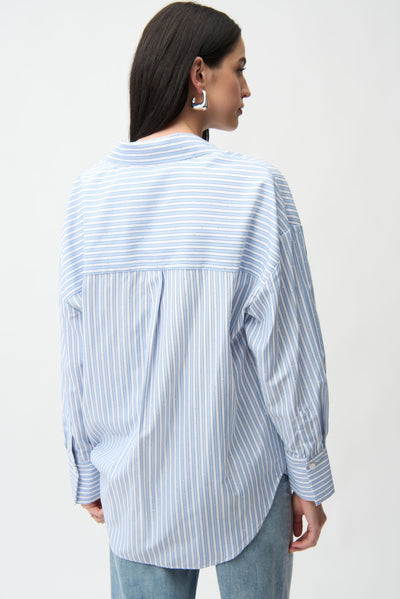 Tencel Stripe Print Boxy Blouse Joseph Ribkoff