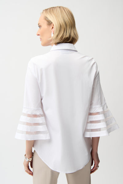 Stretch Poplin Straight Blouse with Organza Bell Sleeves Joseph Ribkoff