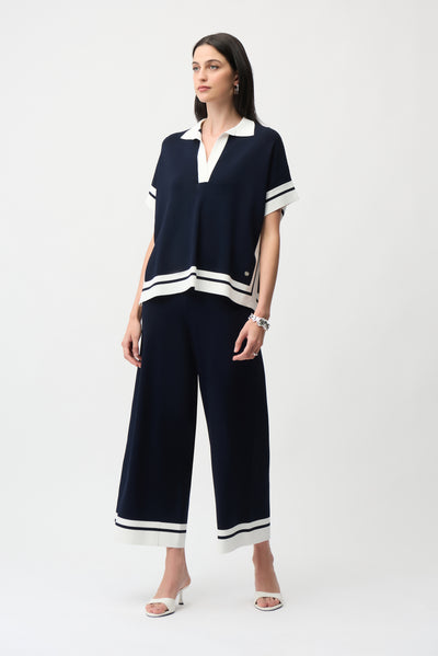 Viscose Blend Culotte pants With Stripe Detail Joseph Ribkoff