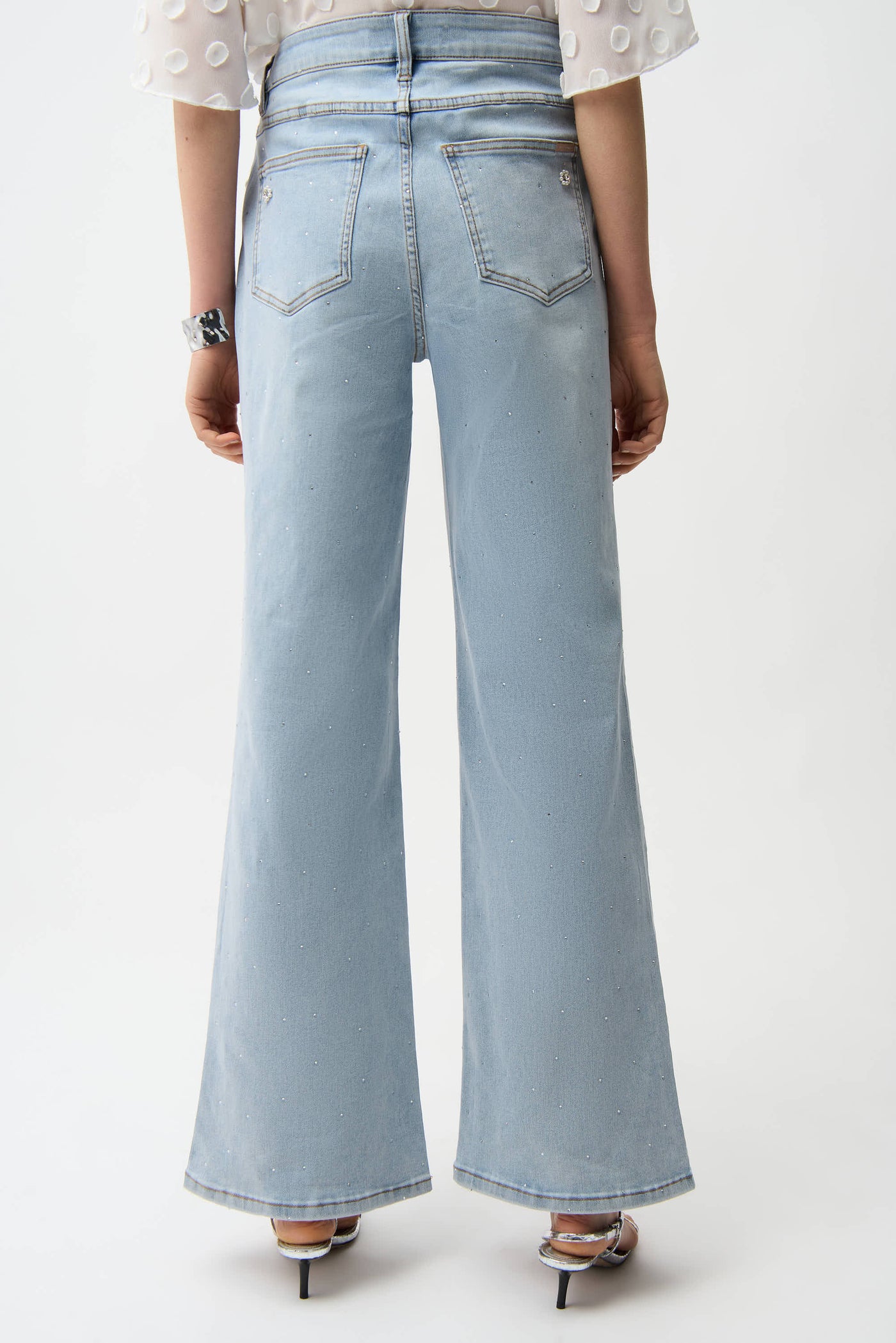 Wide Leg Jeans With Pearl and Rhinestones Joseph Ribkoff