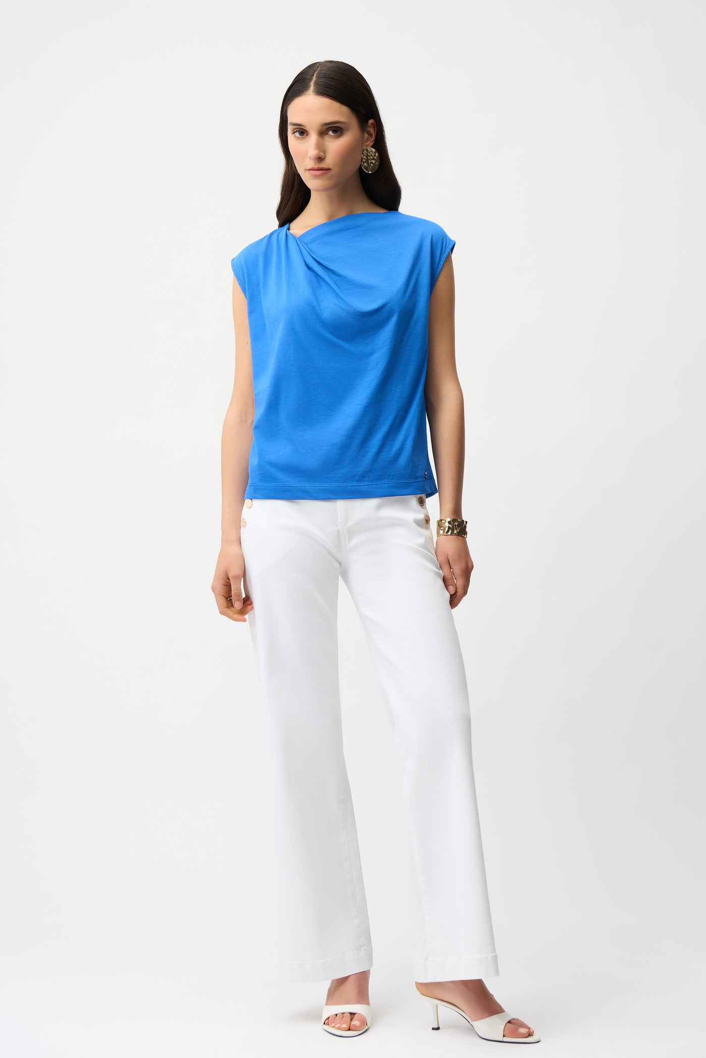 Cotton Top With Asymmetrical Collar Joseph Ribkoff