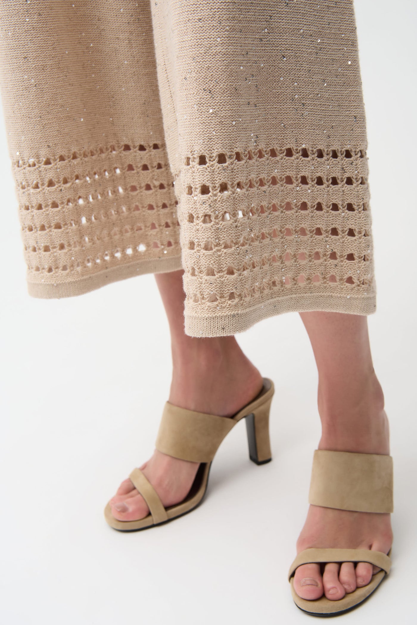 Sequins Yarn Culotte Pants With Open Stitch Border Joseph Ribkoff