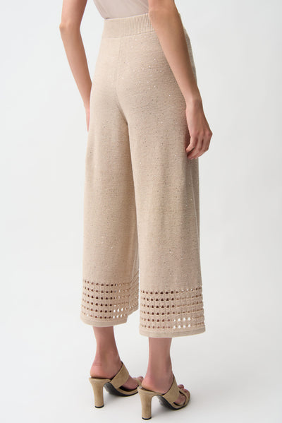 Sequins Yarn Culotte Pants With Open Stitch Border Joseph Ribkoff