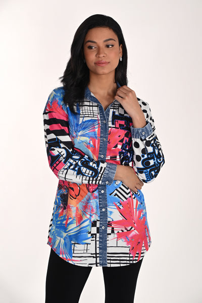 Urban Denim-Trim Tunic Frank Lyman