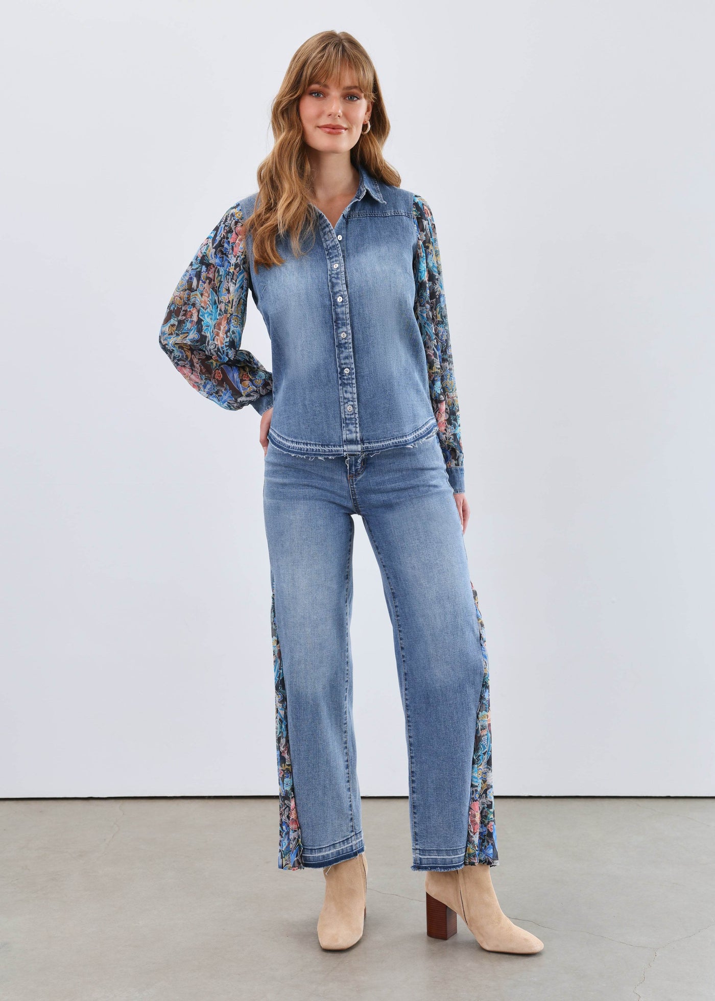 Pleated Sleeve Chambray Shirt - Dream Pants