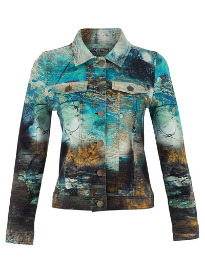 Abstract Print Button Front Jacket Dolcezza