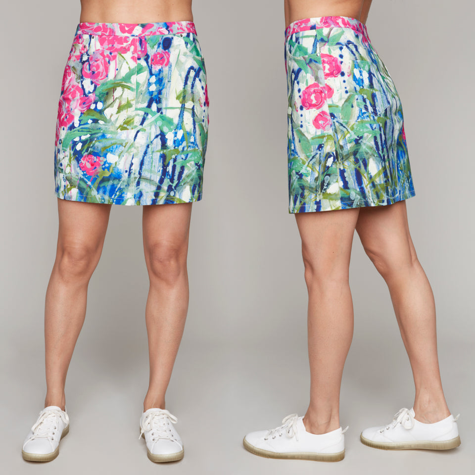 Abstract Flower Pull-On Skort Claire Desjardins