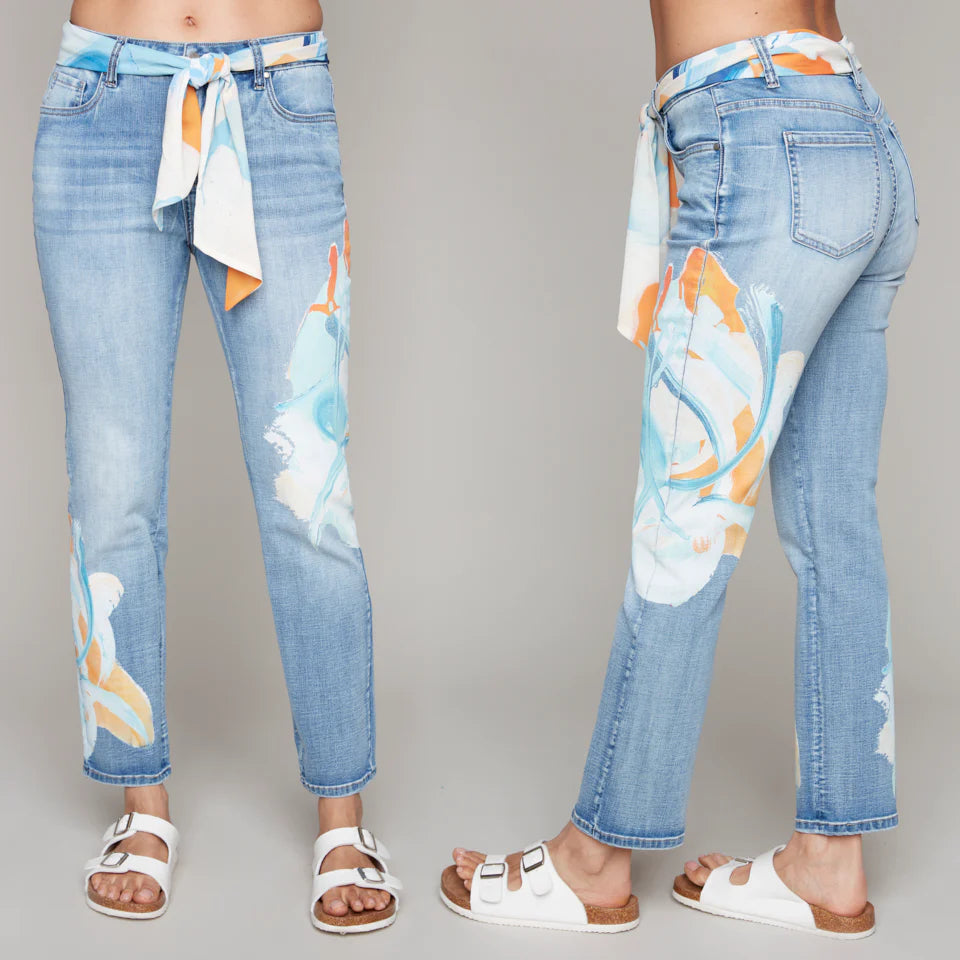 Novelty Denim with Printed Sash