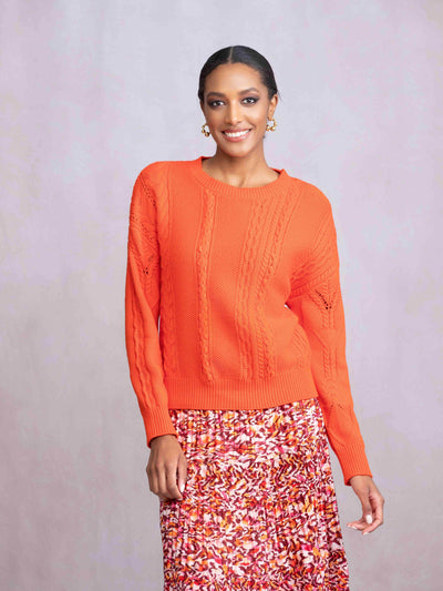 Cable Knit Round Neck Sweater - Dream Pants