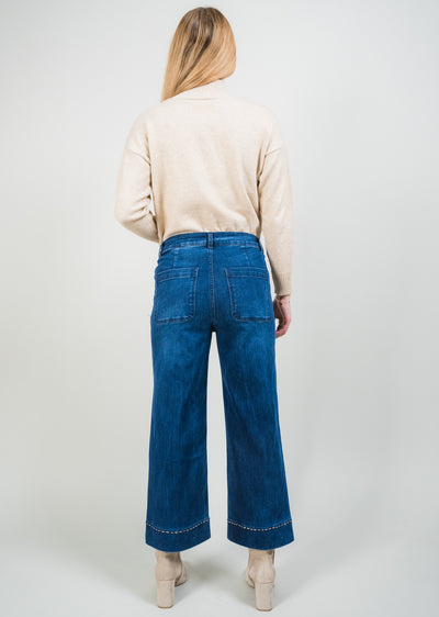 Amelia Denim 26" Wide Crop Pick Stitch Hem Lisette L