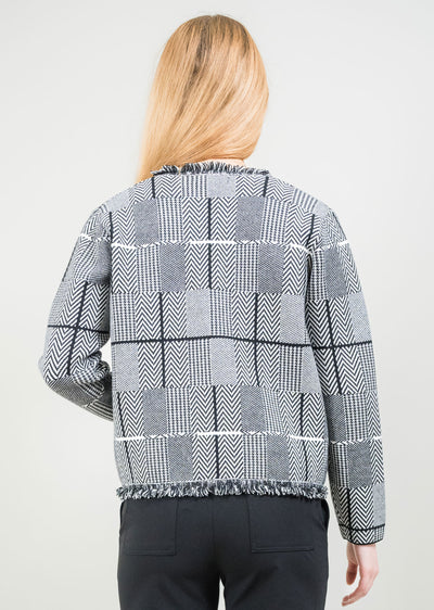 Audrey Frayed Collarless Suit Jacket Lisette L