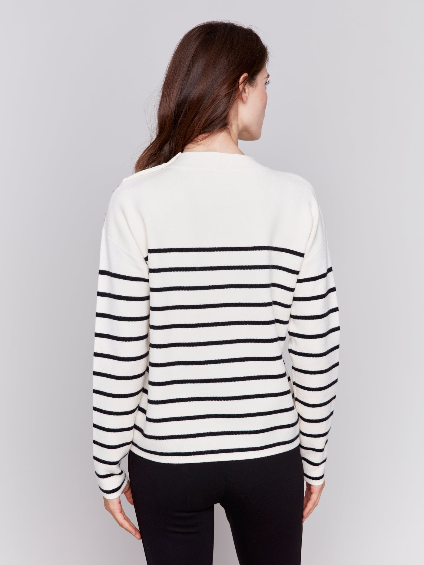 Striped Sweater with Button Detail Charlie B