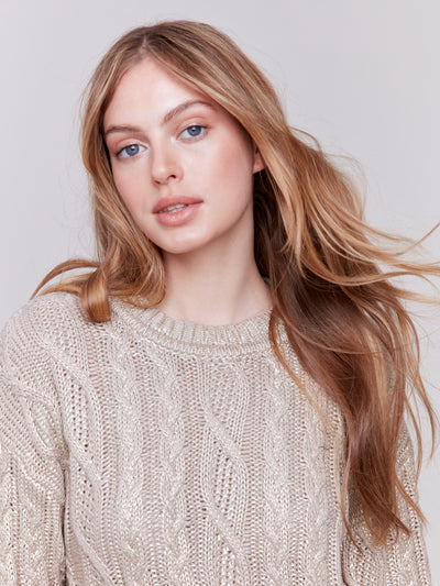 Metallic Cable Knit Sweater Charlie B