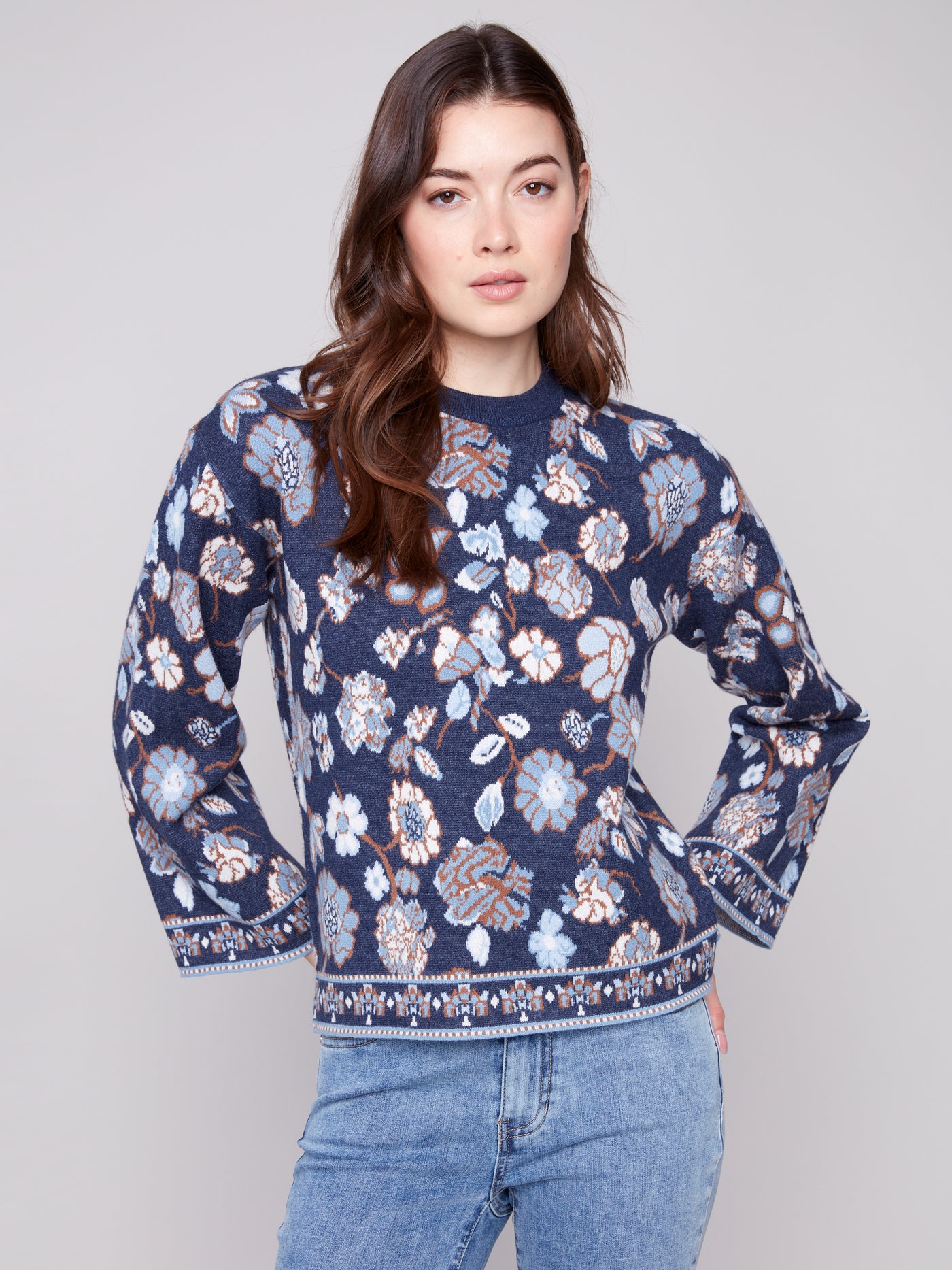 Crew Neck Jacquard Sweater Charlie B