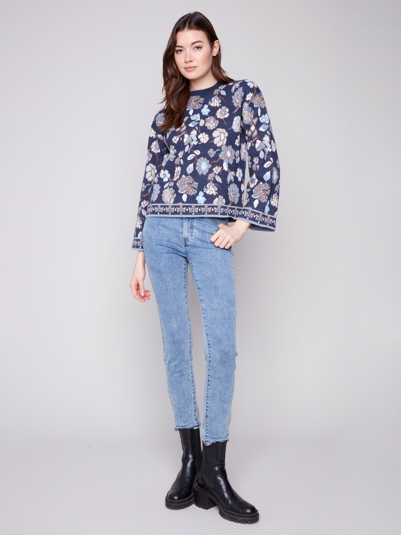 Crew Neck Jacquard Sweater Charlie B