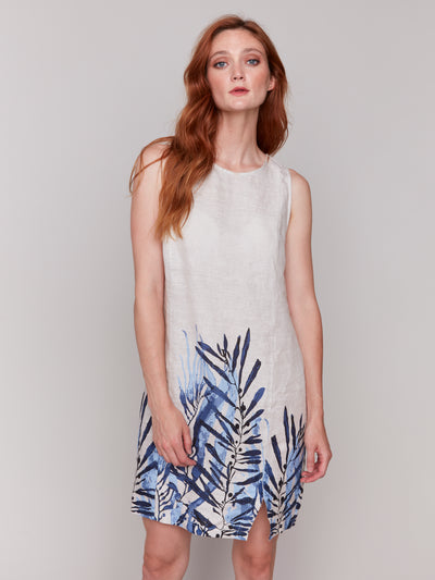 Printed Sleeveless Crew Neck Dress With Slit Charlie B