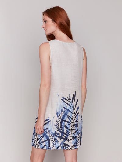Printed Sleeveless Crew Neck Dress With Slit Charlie B