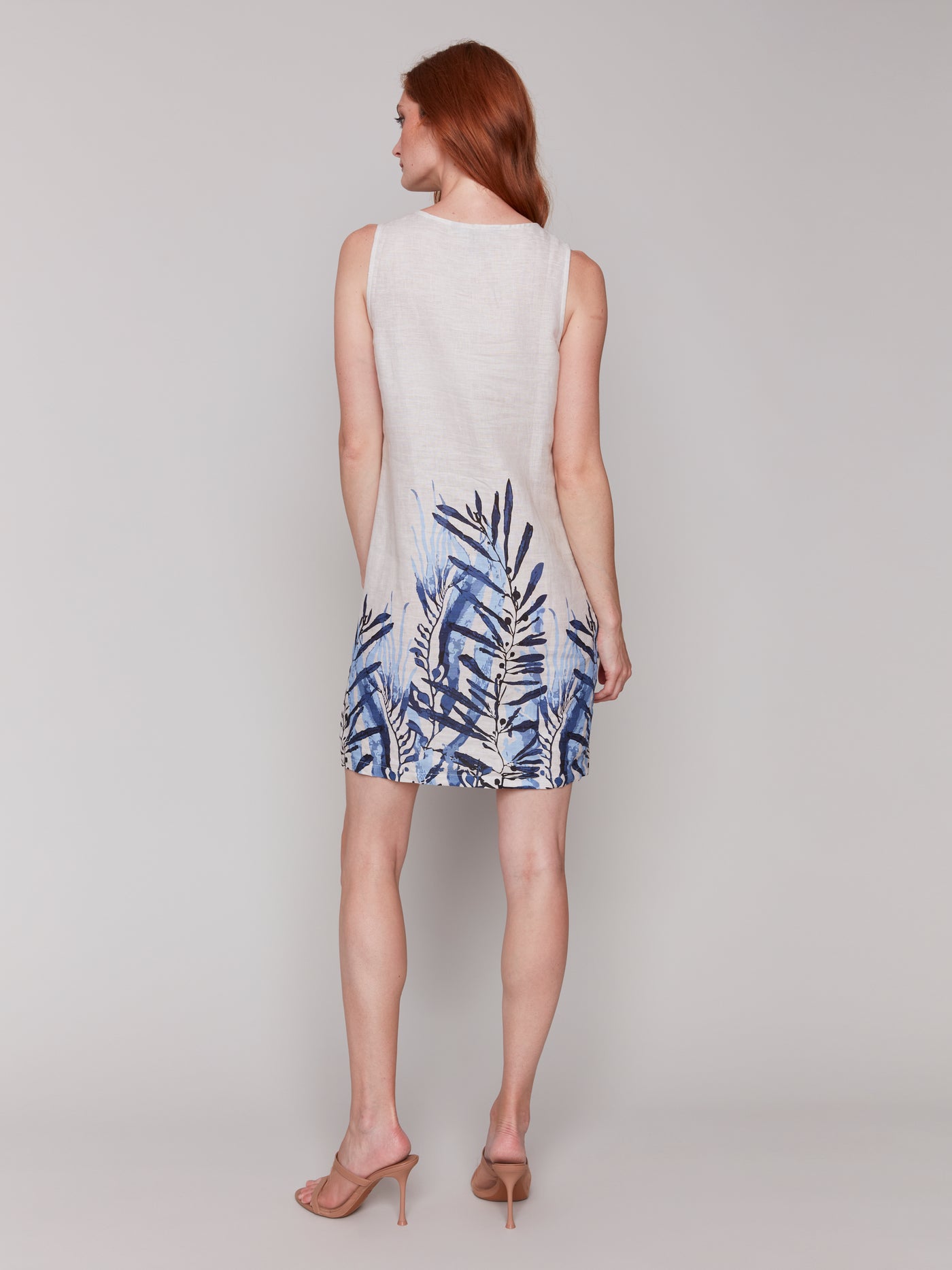 Printed Sleeveless Crew Neck Dress With Slit Charlie B