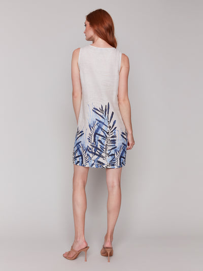 Printed Sleeveless Crew Neck Dress With Slit Charlie B
