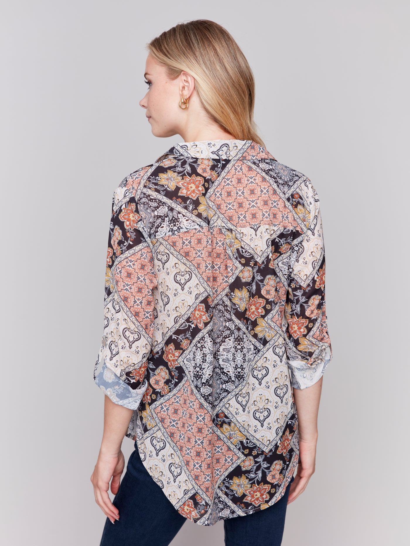 Printed Button-Front Blouse Charlie B