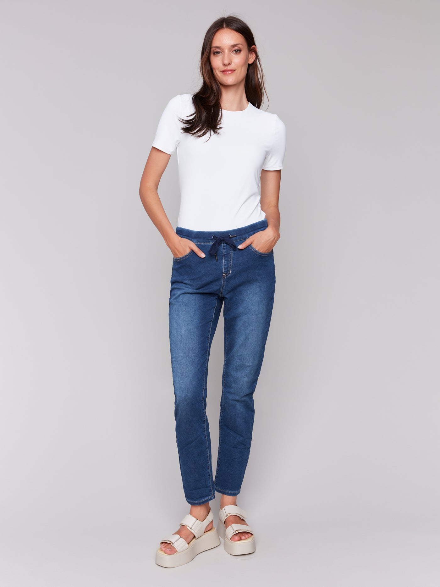 Knit Denim Jogger Pants Charlie B