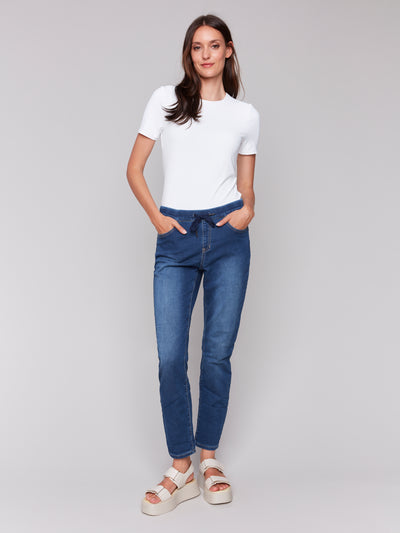 Knit Denim Jogger Pants Charlie B