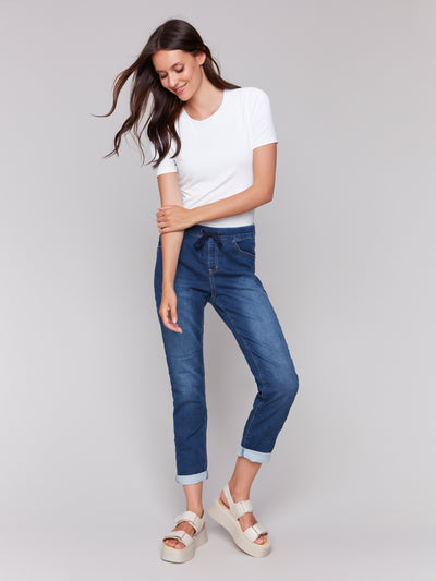 Knit Denim Jogger Pants Charlie B