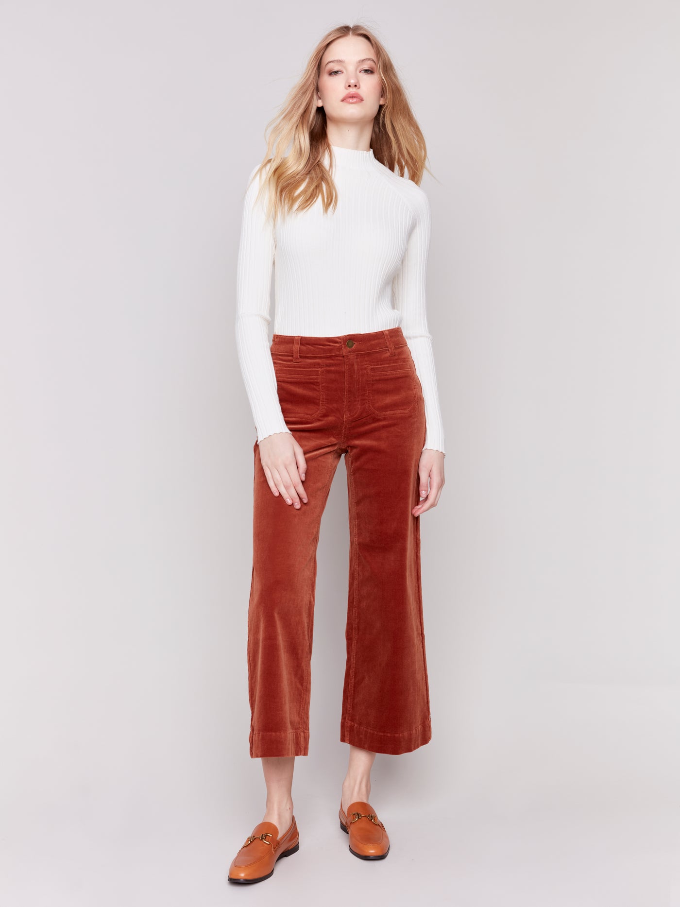 Patch Pocket Corduroy Flare Pants Charlie B