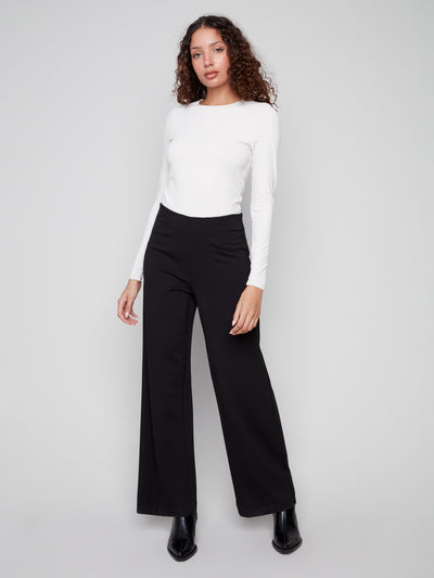 Pull-On Ponte Wide Leg Pants Charlie B