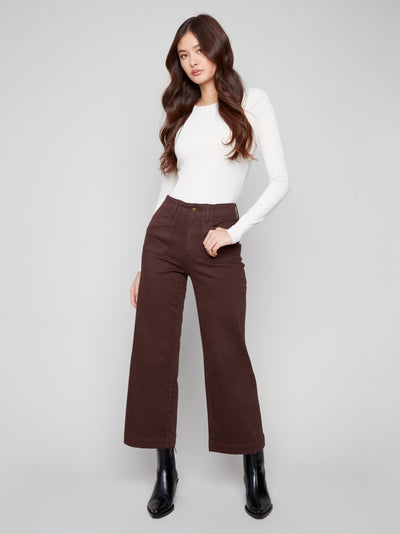 Cropped Wide Leg Stretch Twill Pants Charlie B