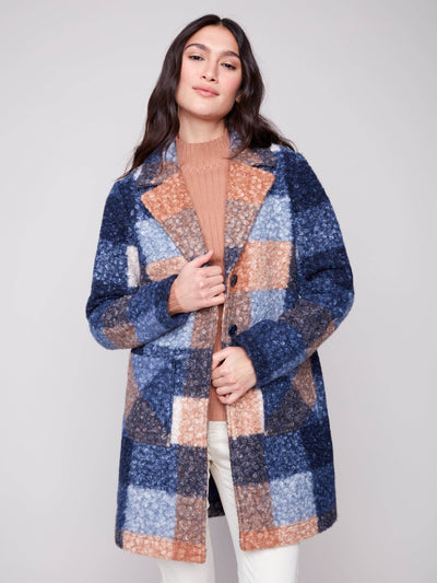 Plaid Bouclé Knit Coat - Dream Pants
