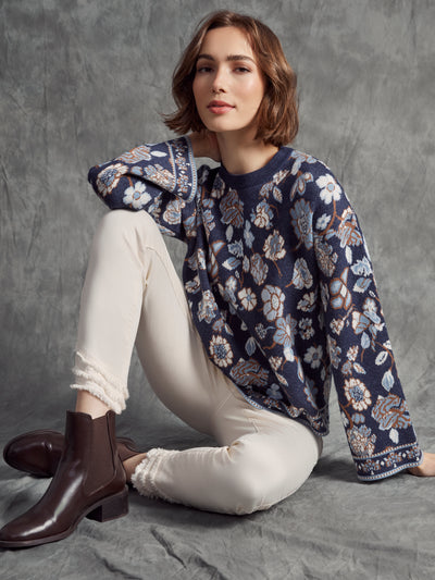 Crew Neck Jacquard Sweater Charlie B